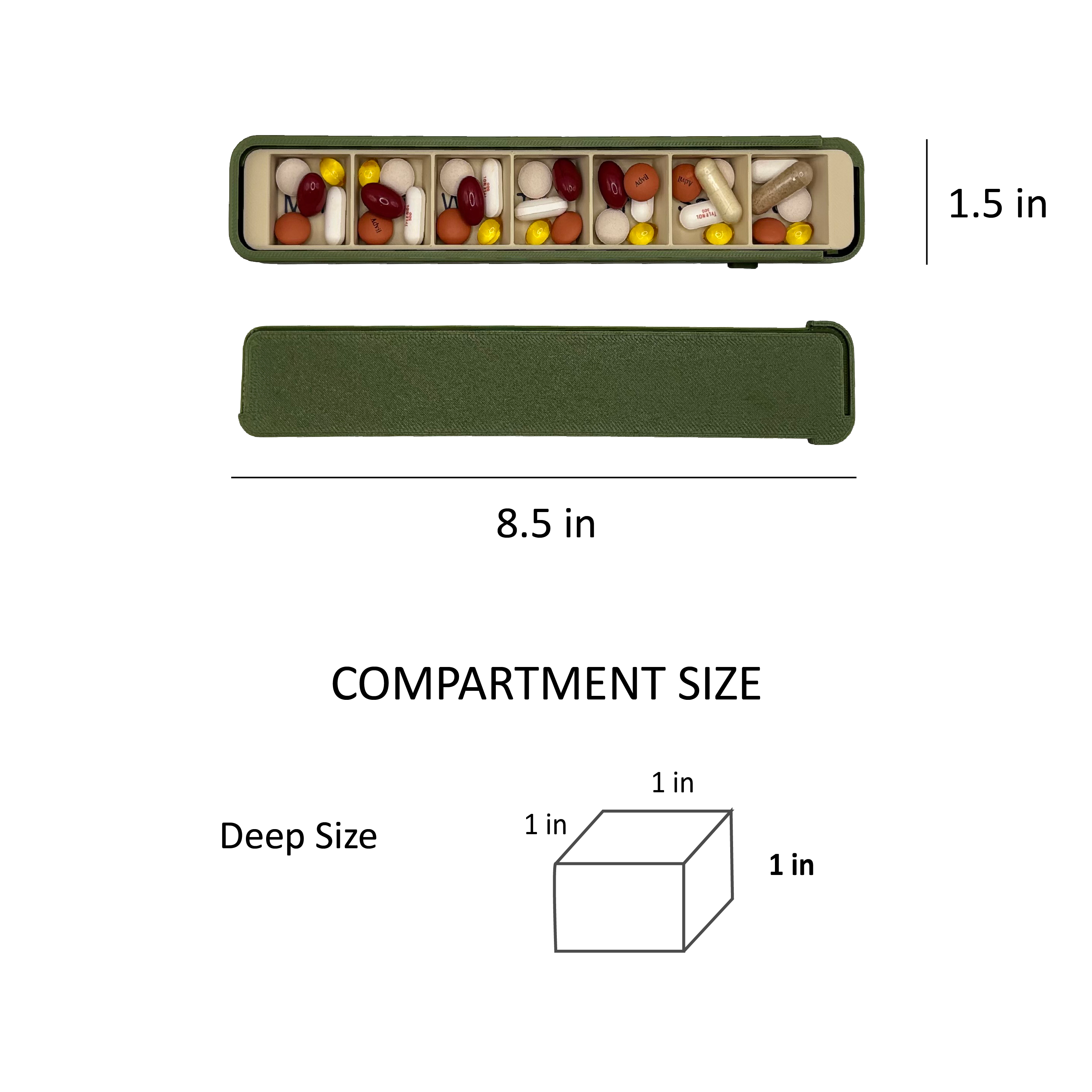 Premium Zodiac Weekly Pill Box compartment size — 1-inch slide-lock constellation medication organizer