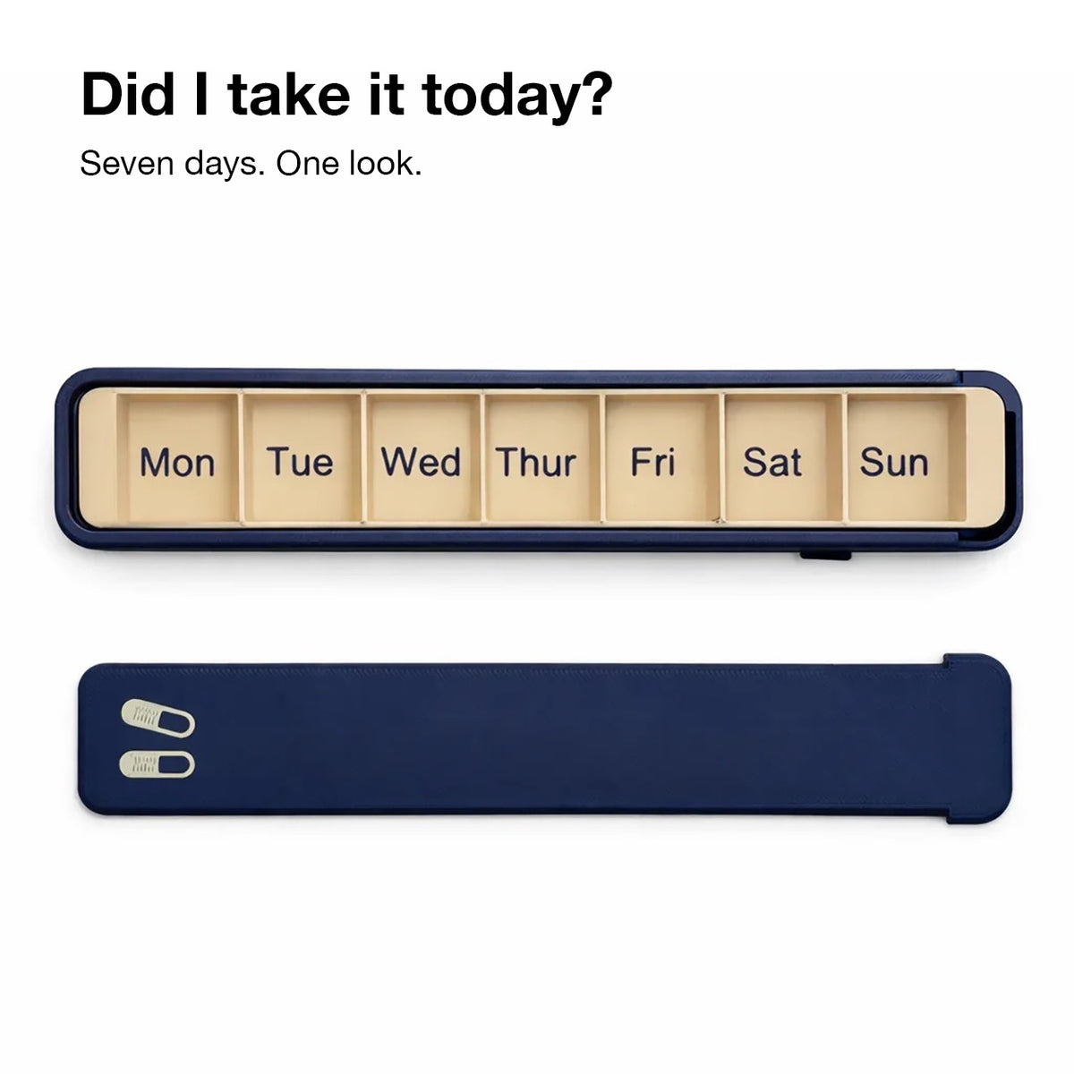 Glidra weekly pill organizer with compartments marked by day of the week