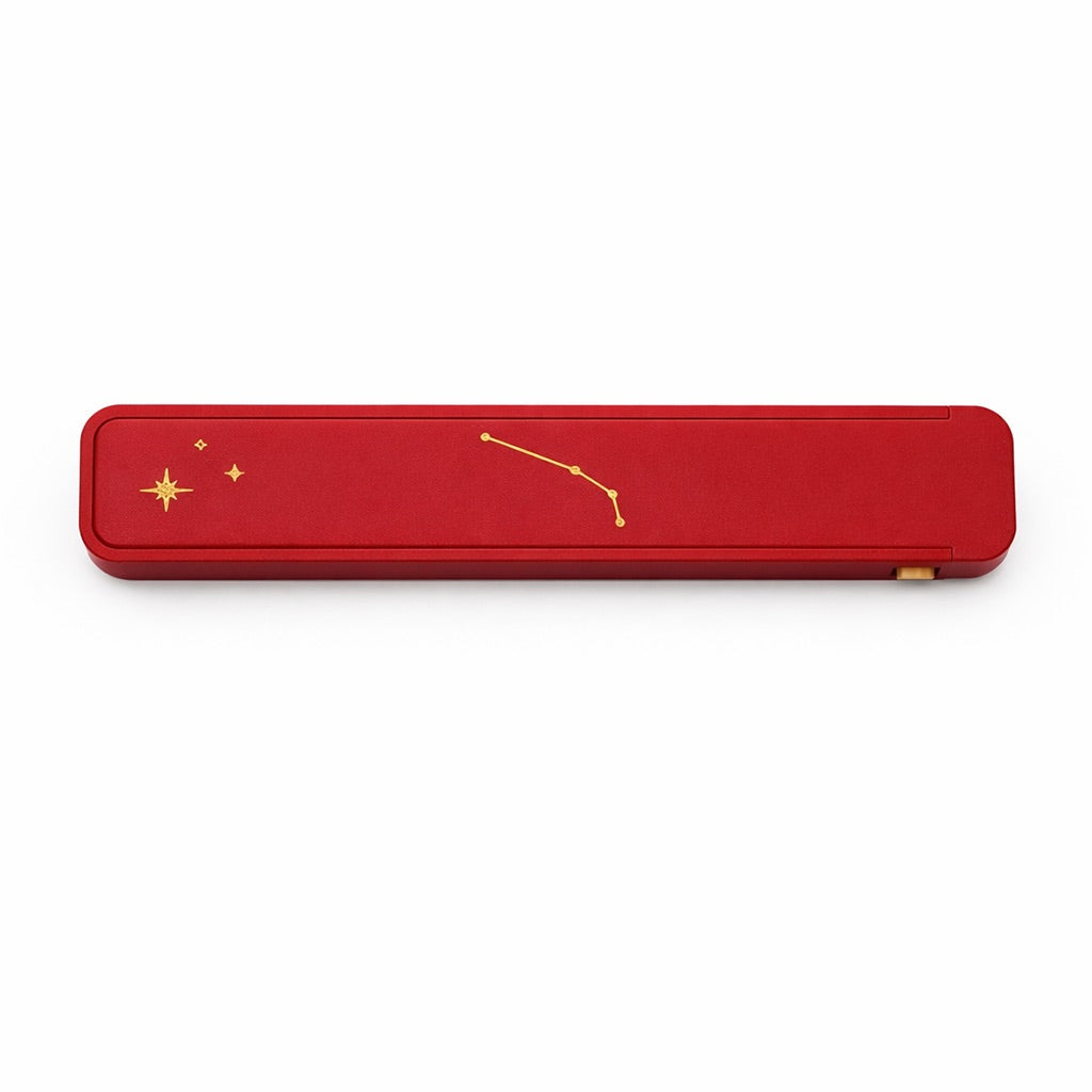 Premium Zodiac Weekly Pill Box burgundy — constellation slide-lock weekly medication organizer