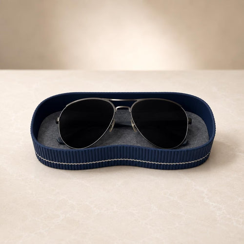 Eco-Friendly Eyeglass Tray | Navy Ribbed Valet