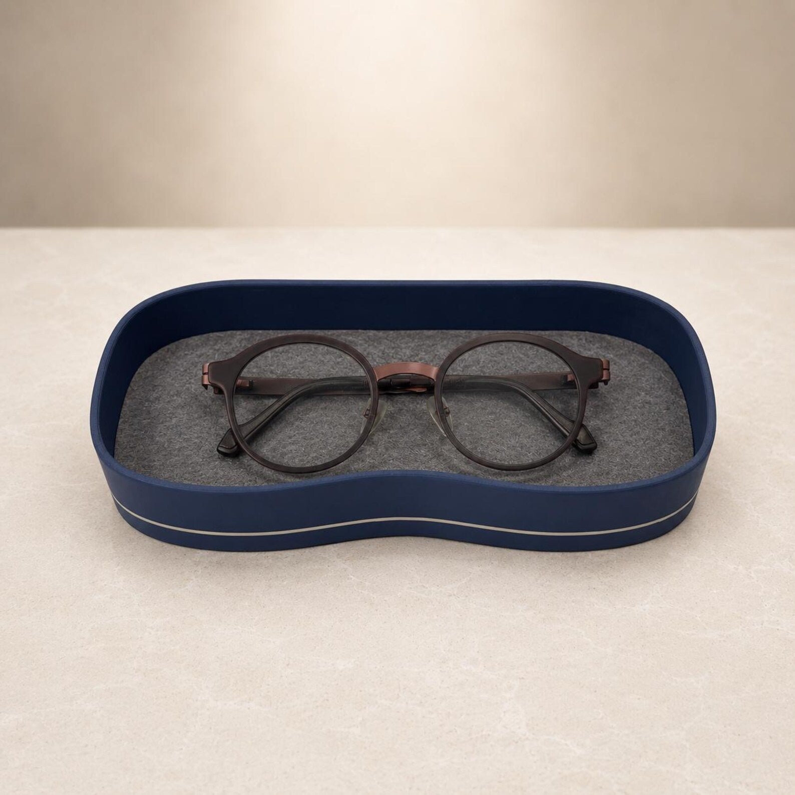 Eco-Friendly Eyeglass Tray | Navy Ribbed Valet