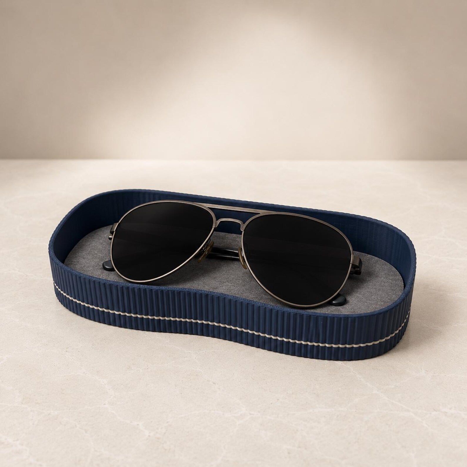 Eco-Friendly Eyeglass Tray | Navy Ribbed Valet