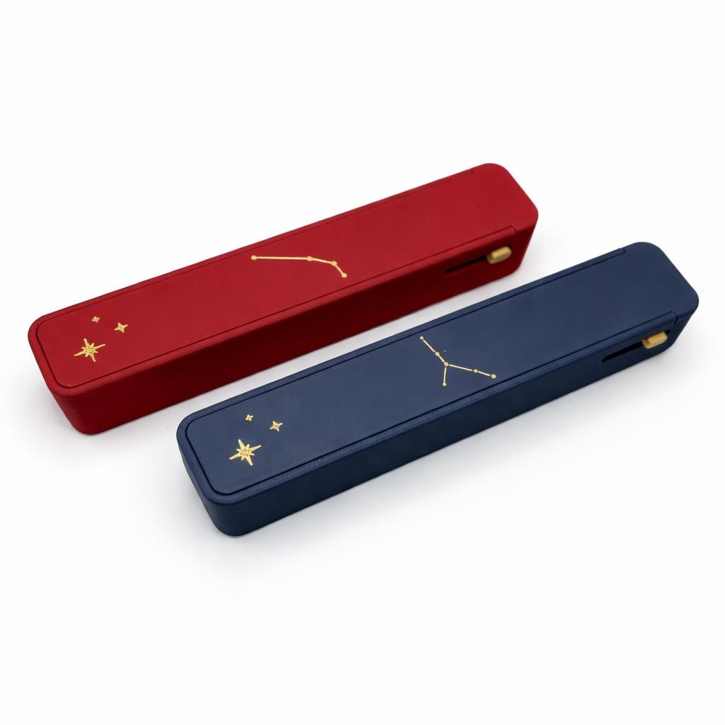 Premium Zodiac Weekly Pill Box constellation product photo — slide-lock weekly medication organizer