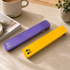 Summer Color Edition Glidra Weekly Pill Organizer in yellow and lavender — 7-day spill-proof slide-lock travel medication case