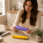 Summer Color Edition Glidra Weekly Pill Organizer product photo — yellow and lavender pill case