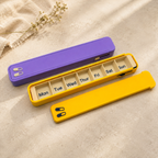 Summer Color Edition Glidra Weekly Pill Organizer in lavender — 7-day spill-proof slide-lock medication case